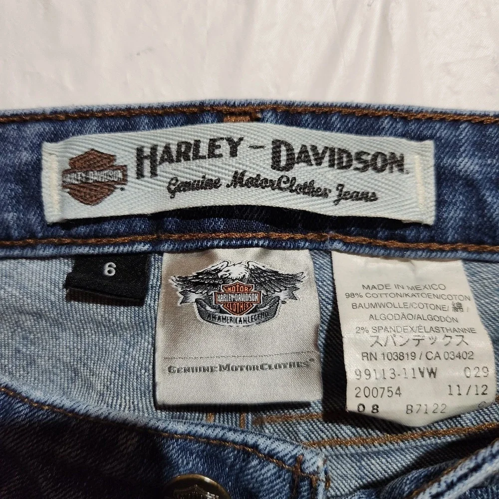 Harley Davidson Womens Size 6 Regular Dark Wash Denim‎ Blue Jeans - Picture 6 of 7